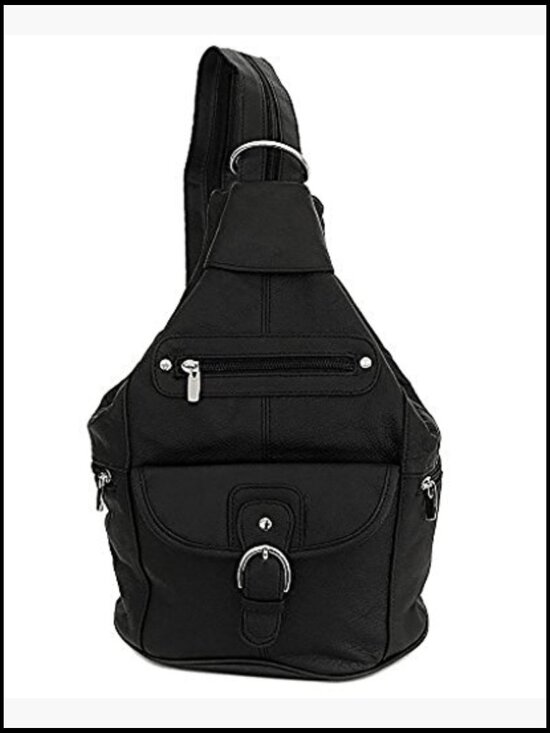 Leather Convertible Sling Backpack Purse 7 Pocket Tear Drop Shoulder Bag main image 5